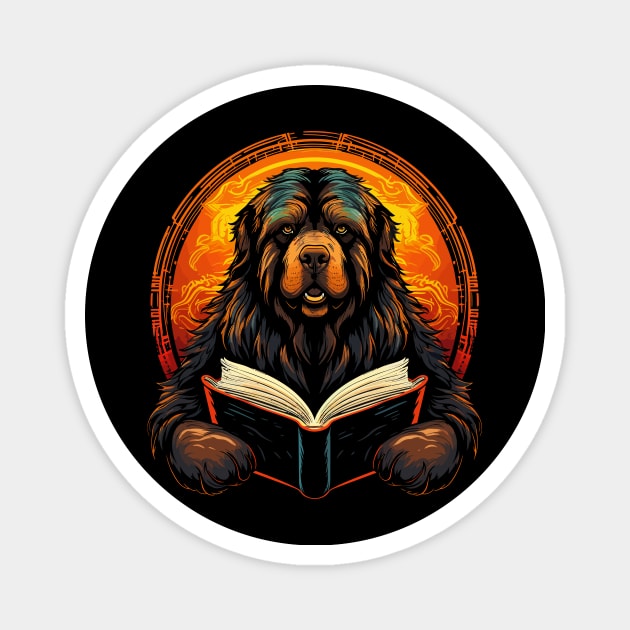 Tibetan Mastiff Reads Book Magnet by JH Mart